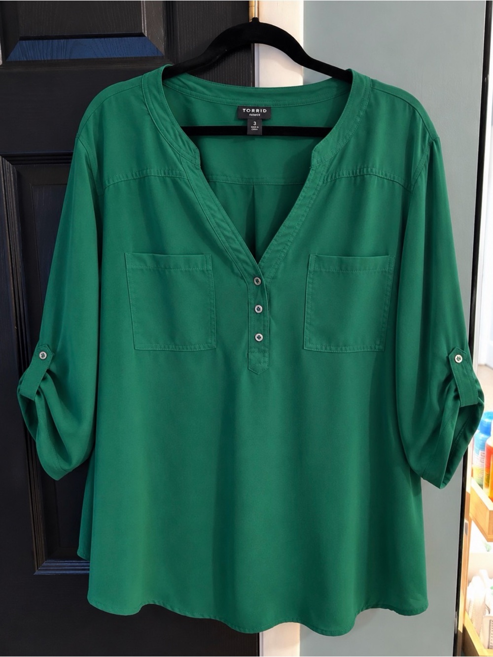 torrid Emerald Green V-Neck Henley Tunic